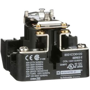 Schneider Electric Square D Plug in Open Power Relay, Type C, 2.0 HP, 30A Resistive at 300 VAC, SPST, 120 VAC Coil