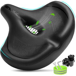 Oversized Bike Seat for Men & Women Comfort, Extra Wide Bicycle Seat Cushion, Comfortable Soft Padded, Large Replacement Bike Saddle for Peloton Bike, Stationary Exercise Bike, City Bike, Ebike