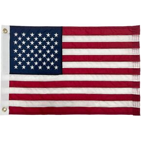 ROTERDON American Flag 12x18 Inch, Embroidered 50 Stars USA Boat Flags for Outdoor, Ensign Nautical US Boat Flags with Brass Grommets, Heavy Duty Nylon Banner in USA