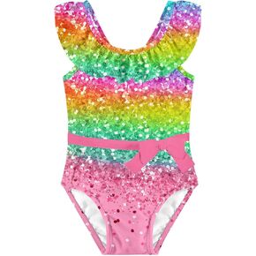 Girls One Piece Swimsuits Toddler Cute Ruffle Bathing Suits Quick Dry Beach Swimwear Size 1-5 Years