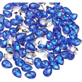 MECCANIXITY 80Pcs 10 x 14 mm Teardrop Rhinestones Acrylic Pointed Back Rhinestone Beads Gems for Jewelry Making Costume Crystal Embellishments Crafts, Deep Purple