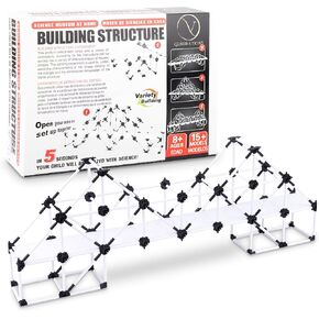 Bridges and Buildings STEM Building Toys – 250-Pcs Learning STEM Kit Structural Engineering Toys for Kids Ages 8 and Above – Build 15 Models – Educational Construction Toys