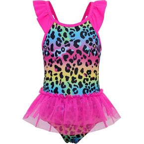 Girls Swimsuit One Piece Bathing Suit Mermaid Girls' Swimwear with Double Mesh Ballet Skirt 3-9 Years