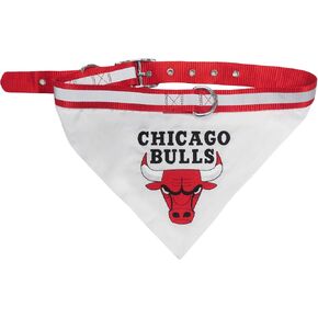 Pets First NBA CHICAGO BULLS PET BANDANA with Reflective &Adjustable PET COLLAR, Large
