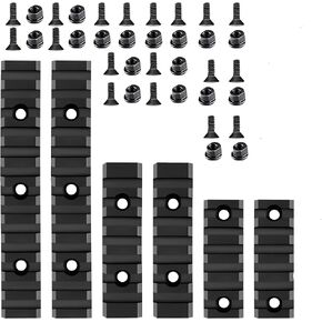 Gotical 5 Slots Aluminum Key mod Rail Section for Key mod Five Slots Key mod Rail Picatinnii Rail Section (5, 7, 13 Slots Rai - 2 PCS Each)