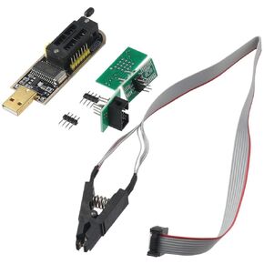 SOIC8 SOP8 Flash Chip IC Test Clips Socket Adpter, USB Mainboard Router LCD CH341B Programmer + Non-Destructive SOP8 Test Clip (Double Clip+ USB)