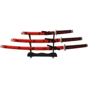 Master Cutlery 3 Piece Marble Red Katana Sword Set