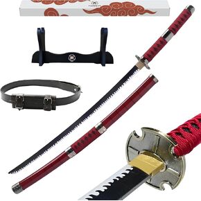 One Piece Katana - Manga Replica + Holder + Belt - Japanese Catana Cosplay Decoration - Ninja Deco Costume (Roronoa Zoro Sandai Kitetsu)