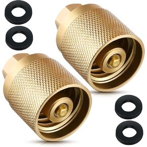 2 Pack Forklift Connector Female, Replacement for 7141F Propane Tank Connector, 1-1/4" Female Inlet x 1/4" NPT Female Outlet, with 4 Pcs Rubber O Rings