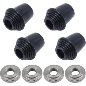 CashBeat 4PCS Non-Slip Threaded Rubber Feet for Bass Drum Spurs Legs, 33x37mm Floor Tom Kick Drum Leg Tips with Lock Nut, Replacement Percussion Drum Set Accessories