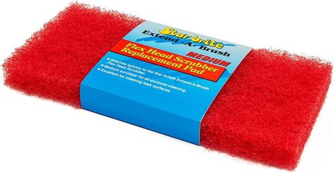 STAR BRITE Large Scrub Pad With Flexible Head Scrubber - Medium Texture (Red) - Attach to Extension Handle for an Extra 3’-10’ of Reach - Versatile Cleaning for Bigger Jobs (040124) in Kuwait