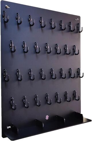 Matte Black with Tray Acrylic Key Hooks Board with 30 Hooks, Key Tags and 3 Storage Partition - 14 3/4ʺW x 18 3/4ʺL - Wall-Mounted Key Hanging Board for Garage, Car Dealer, Office, Hotel, Real Estate in Kuwait