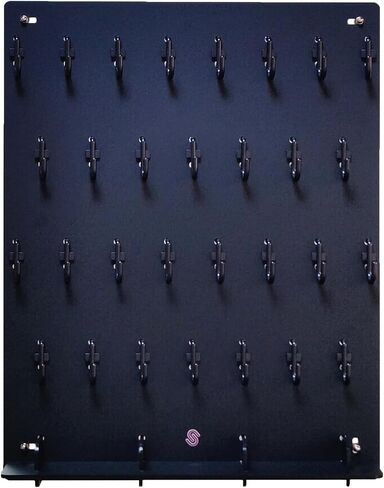 Matte Black with Tray Acrylic Key Hooks Board with 30 Hooks, Key Tags and 3 Storage Partition - 14 3/4ʺW x 18 3/4ʺL - Wall-Mounted Key Hanging Board for Garage, Car Dealer, Office, Hotel, Real Estate in Kuwait