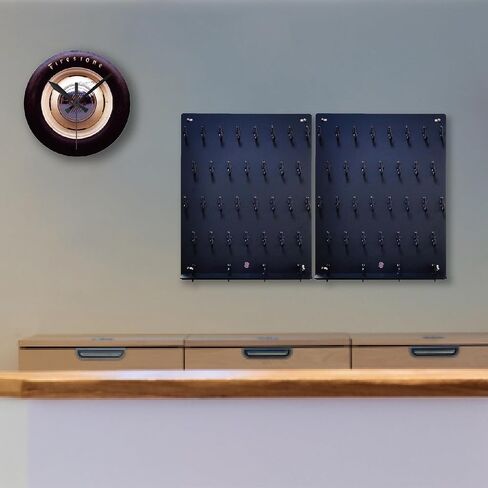 Matte Black with Tray Acrylic Key Hooks Board with 30 Hooks, Key Tags and 3 Storage Partition - 14 3/4ʺW x 18 3/4ʺL - Wall-Mounted Key Hanging Board for Garage, Car Dealer, Office, Hotel, Real Estate in Kuwait