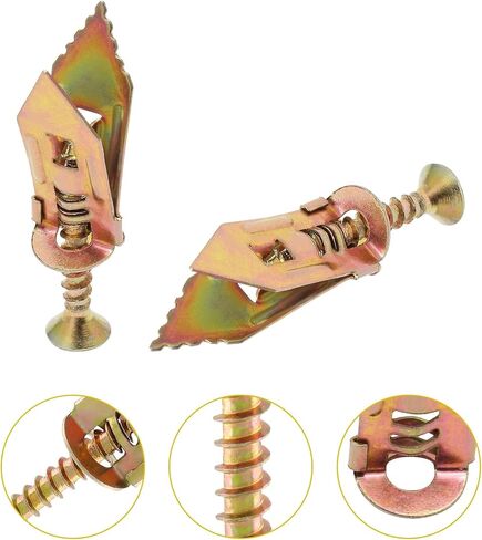 100 Pcs(50Sets) Self-Drilling Drywall Anchors with Screws - Heavy-Duty Wall Anchors for Drywall and Door Hinge Repair Easy Fixing for Garden Statue, Patio Furniture, and Outdoor Decor(1.57IN) in Saudi Arabia