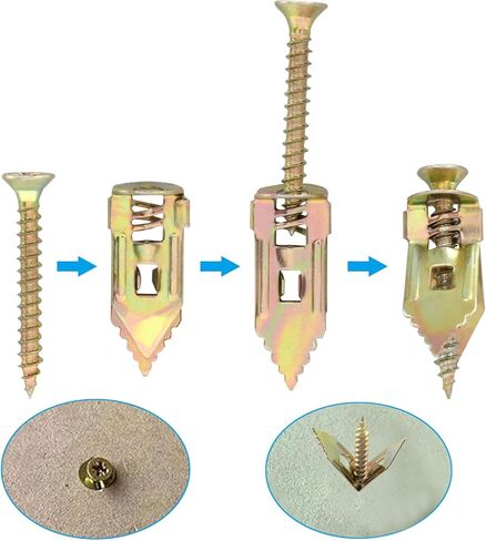 100 Pcs(50Sets) Self-Drilling Drywall Anchors with Screws - Heavy-Duty Wall Anchors for Drywall and Door Hinge Repair Easy Fixing for Garden Statue, Patio Furniture, and Outdoor Decor(1.57IN) in Saudi Arabia