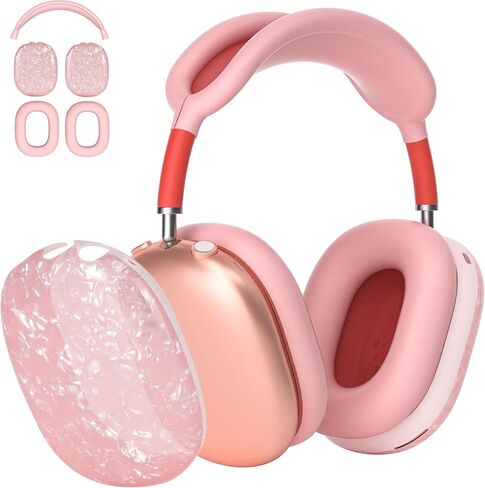 Case Cover for AirPods Max Headphones (2024/2020) Pearl Shell Texture Soft TPU Ear Cups Cover/Ear Pad Case Cover/Headband Cover for Apple AirPods Max(USB-C),Silicone Cover Accessories, Colorful Pearl in Saudi Arabia