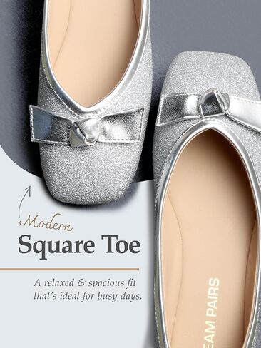 أحذية DREAM PAIRS النسائية ذات الكعب المنخفض، أحذية الزفاف المريحة ذات المقدمة المربعة وحجر الراين in Saudi Arabia