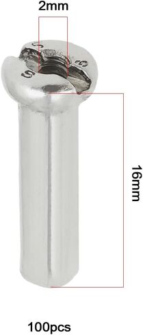 ECSiNG 100Pcs Bicycle Spoke Nipples Fit for 14G / 2mm Dia Spoke Mountain Road Bike Silver Steel Cycling Replacement Accessories in Kuwait