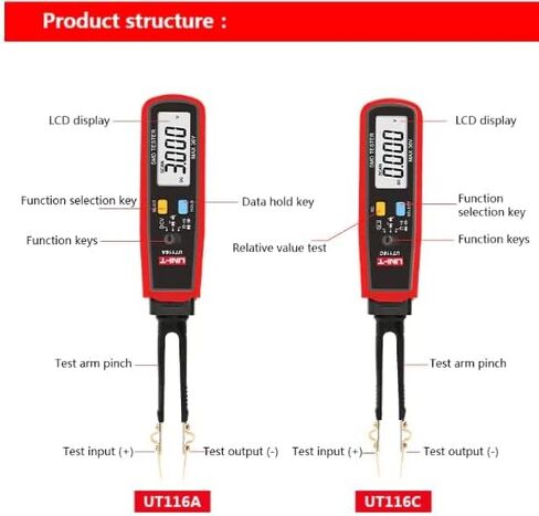 UNI-T Uni-Trend Multimeter clamp Meter UT116A UT116C Digital Tweezers Smart SMD Tester Electrical Multimeter Resistance Capacitance Continuity Diode Test Meter(UT116A) in Kuwait