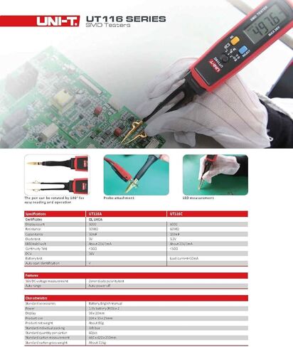 UNI-T Uni-Trend Multimeter clamp Meter UT116A UT116C Digital Tweezers Smart SMD Tester Electrical Multimeter Resistance Capacitance Continuity Diode Test Meter(UT116A) in Kuwait