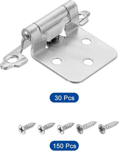 uxcell Cabinet Kitchen Inset Hinges, 30Pcs 1/2" Overlay Semi-Concealed Hinges Face Mount Cabinet Hardware Self-Closing Cabinet Hinges with Screws, Copper Red in Kuwait