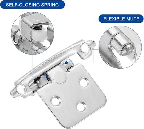 uxcell Cabinet Kitchen Inset Hinges, 30Pcs 1/2" Overlay Semi-Concealed Hinges Face Mount Cabinet Hardware Self-Closing Cabinet Hinges with Screws, Copper Red in Kuwait