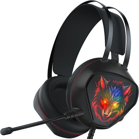 Gaming Headset for Xbox Series X/S, Xbox One, PS5, PS4, PC with 7.1 Surround Sound, Wired Gaming Headphone with Noise Cancelling Mic, Dynamic RGB Light for Xbox Controller, Switch (Black Orange) in Saudi Arabia