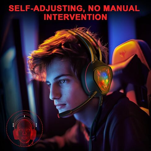 Gaming Headset for Xbox Series X/S, Xbox One, PS5, PS4, PC with 7.1 Surround Sound, Wired Gaming Headphone with Noise Cancelling Mic, Dynamic RGB Light for Xbox Controller, Switch (Black Orange) in Saudi Arabia