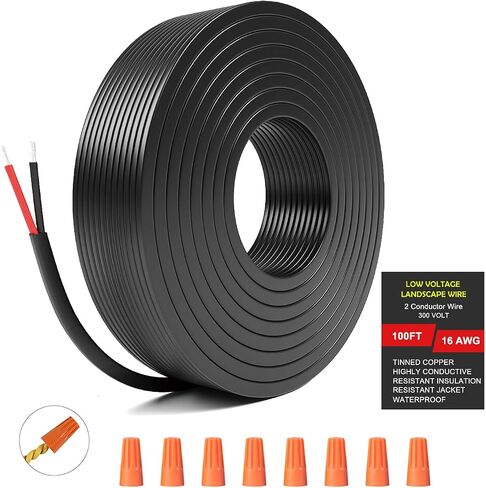14 Gauge Wire 2 Conductor Electrical Wire, Low Voltage Landscape Wire Stranded PVC Cord, 12V/Oxygen-Free Tinned Copper/14/2 Wire for Automotive Wire LED Strips Lamp Lighting Marine (100FT-30M) in Saudi Arabia
