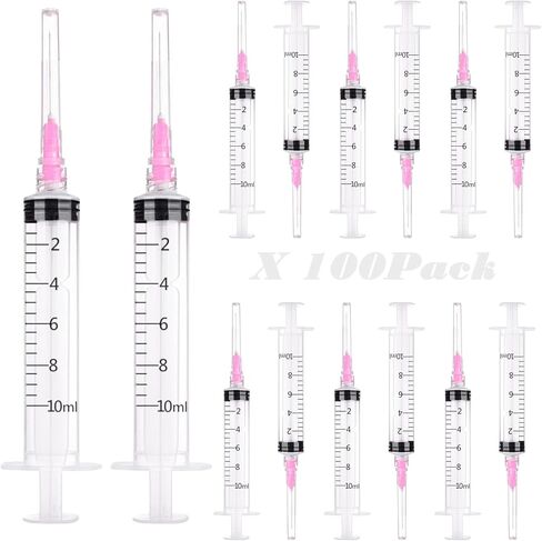 40PCS-10ml Luer lock Syringes with 18ga Needles, Individually Packaging Disposable Plastic Syringes and Needles for Scientific Labs, Industrial, Animal and Pet Supplies. in Saudi Arabia
