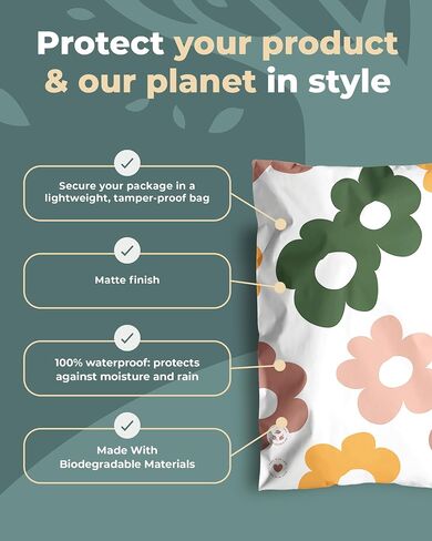 Impack Biodegradable Mailers - Flat Shipping Bags, Waterproof-Printed Mailing Bags-Thick Mailing Envelope for Accessories & Clothing, Self Sealing Envelops (Abstract Beige 100pack, 10x13 Inch) in Saudi Arabia