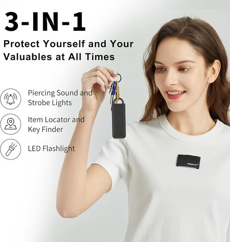 3-in-1 Personal Safety Devices for Women, 130 dB Personal Alarm & LED Flashlight & Keys Finder, Free App (iOS Only, Android not Supported), Gifts for Elderly, Women, Kids in Saudi Arabia