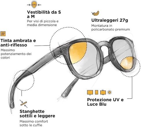 Horus X ® • Round Blue Light Computer Glasses | Anti-Fatigue Screens| for Small Faces | Urban Amber in Saudi Arabia