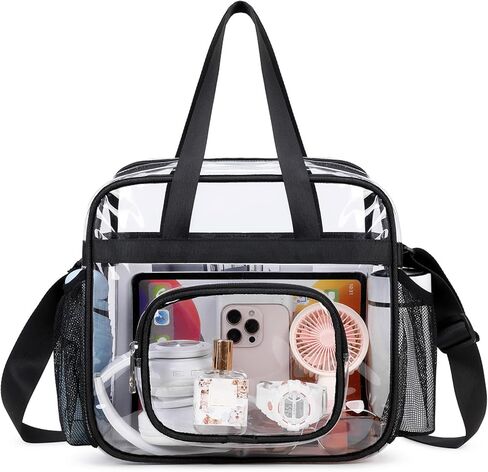 Clear Bags Stadium Approved,See Through Tote Bag+Shoulder Strap Large Transparent Bag in Kuwait