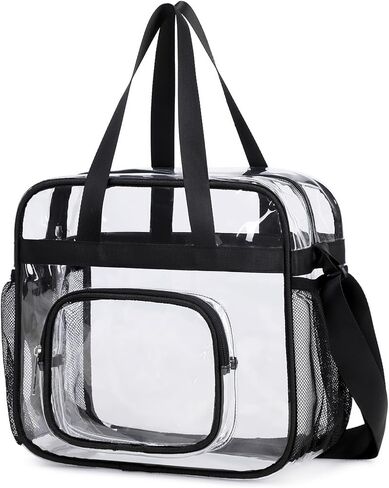 Clear Bags Stadium Approved,See Through Tote Bag+Shoulder Strap Large Transparent Bag in Kuwait