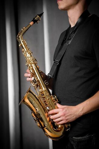 Saxophone Neck Strap. Artificial Leather Soft Padded Sax Strap. Adjustable Length & Comfortable for Alto Tenor Soprano Sax in Kuwait