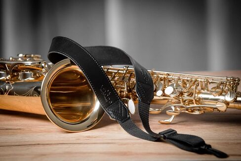 Saxophone Neck Strap. Artificial Leather Soft Padded Sax Strap. Adjustable Length & Comfortable for Alto Tenor Soprano Sax in Kuwait