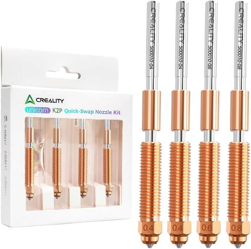 Creality K2 Plus Combo Nozzles Kit, Upgraded K2 Plus Unicorn Nozzles Replacement Kit with Titanium Alloy, Copper Alloy, Hardened Steel, High Flow Nozzle for K2P Combo 3D Printer (0.4 0.6 0.8mm 4PCS) in Saudi Arabia