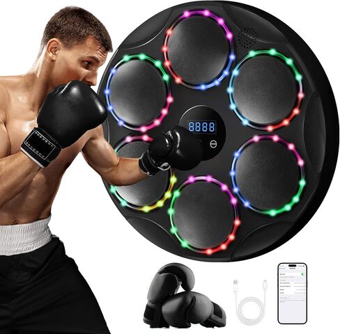 Music Boxing Machine, Boxing Machine with Smart Bluetooth, 9 Speeds and Modes, LED Display for Home, Indoor and Gym, （Boxing Gloves Included） in Saudi Arabia