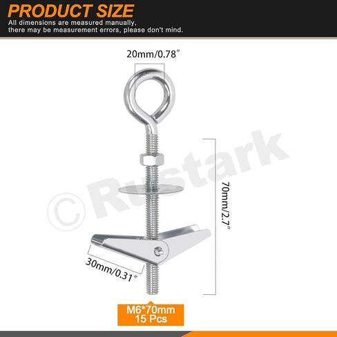 15Pcs M6 O-Shaped Eye Bolt Toggle Anchor Assortment Kit Toggle Anchors Spring Toggle Wing Bolts Heavy Duty Eye Bolt Butterfly Toggle Anchors for Drywall Hanging Plants in Kuwait
