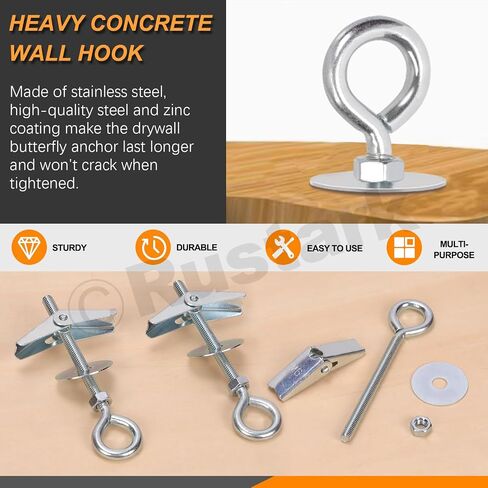 15Pcs M6 O-Shaped Eye Bolt Toggle Anchor Assortment Kit Toggle Anchors Spring Toggle Wing Bolts Heavy Duty Eye Bolt Butterfly Toggle Anchors for Drywall Hanging Plants in Kuwait