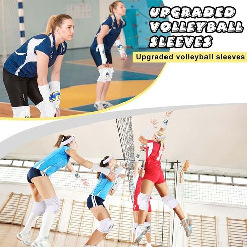 Aoriher Volleyball Knee Pad and Arm Sleeve with Protection Pad Elbow Sleeve with Thumb Hole Volleyball Accessory for Girl (White) in Saudi Arabia
