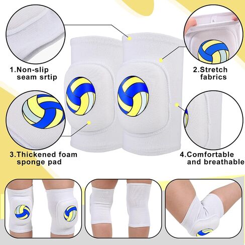 Aoriher Volleyball Knee Pad and Arm Sleeve with Protection Pad Elbow Sleeve with Thumb Hole Volleyball Accessory for Girl (White) in Saudi Arabia