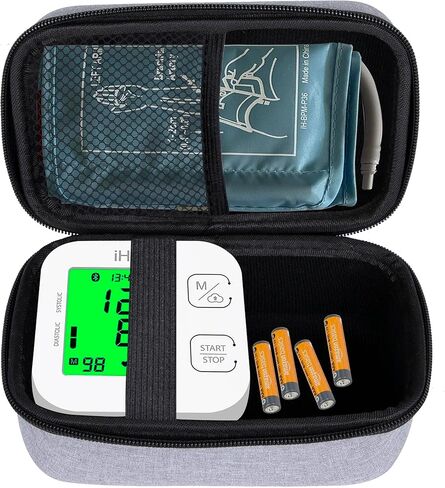 Ginsco Universal Hard Shell Case for Blood Pressure Monitor, Compatible with Omron Bronze/iHealth/Oklar, Portable Carrying Travel Case with Handle, Mesh Pocket for Cuff/Batteries/Charger (Black, M) in Kuwait