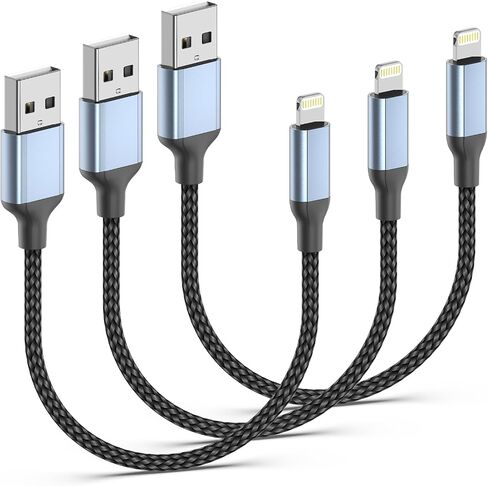 1.5 ft iPhone Charging Cable, 3 Pack [MFi Certified] USB to Lightning Cable for Car Fast Charging Braided Short iPhone Cord Compatible with Apple iPhone 14/13/12/11Pro/X/XR/8/7/6s/Plus/SE/iPad in Saudi Arabia