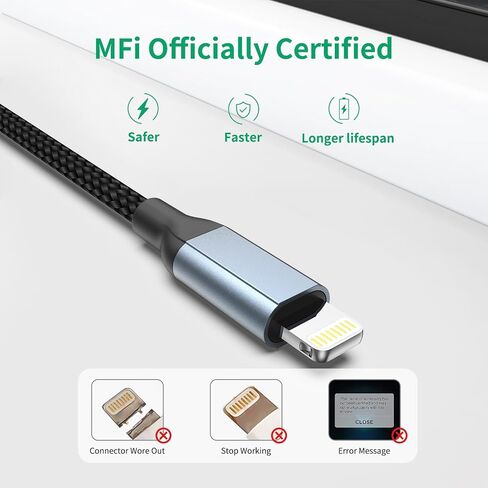 1.5 ft iPhone Charging Cable, 3 Pack [MFi Certified] USB to Lightning Cable for Car Fast Charging Braided Short iPhone Cord Compatible with Apple iPhone 14/13/12/11Pro/X/XR/8/7/6s/Plus/SE/iPad in Saudi Arabia