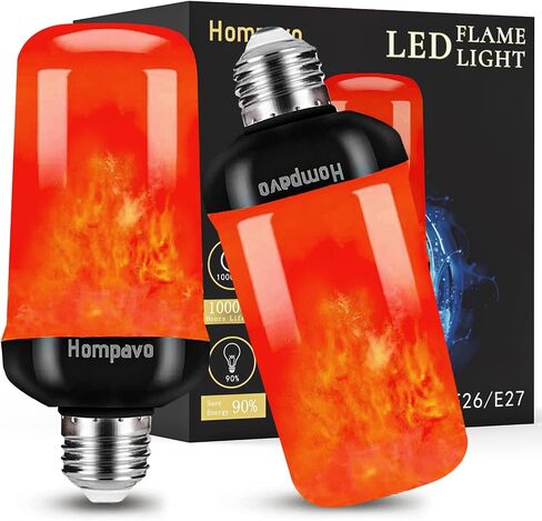Hompavo 【Upgraded】 LED Flame Light Bulbs, 4 Modes Flickering Light Bulbs with Upside Down Effect, E26/E27 Flame Bulb for Halloween Christmas Party Patio Porch Home Indoor & Outdoor Decorations - 2 in Saudi Arabia