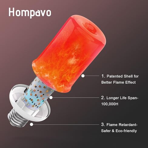 Hompavo 【Upgraded】 LED Flame Light Bulbs, 4 Modes Flickering Light Bulbs with Upside Down Effect, E26/E27 Flame Bulb for Halloween Christmas Party Patio Porch Home Indoor & Outdoor Decorations - 2 in Saudi Arabia