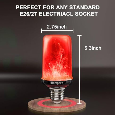 Hompavo 【Upgraded】 LED Flame Light Bulbs, 4 Modes Flickering Light Bulbs with Upside Down Effect, E26/E27 Flame Bulb for Halloween Christmas Party Patio Porch Home Indoor & Outdoor Decorations - 2 in Saudi Arabia